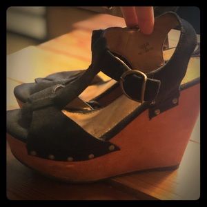 Sexy black classic wedge heels